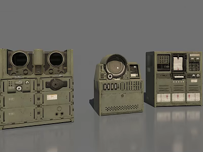 Green Military Equipment Control Panels With Buttons Knobs And Interfaces 3d model