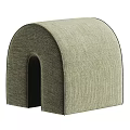 Comfortable Brown Suede Sofa Stool With Modern Arched Shape Design 3d model