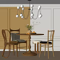 Dining Table and Chair Round Dining Table and Chair Table and Chair Combination Vase Ornaments Chandelier 3d model