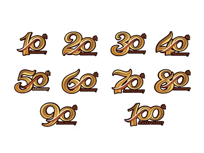 3D Numbers Design For Anniversary Celebrations From 10th To 100th 3d model