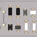 Modern Wall Lamps With Various Designs In Black And White On Textured Panel