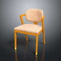 Modern Wooden Chair With Light Pink Fabric Cushion And Comfortable Backrest