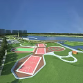 Scenic Urban Park Landscape With Large Lake Green Spaces Walking Paths Recreational Areas And Trees
