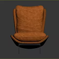 Modern Orange Single Sofa With Curved Backrest Plush Fabric And Metal Legs Design