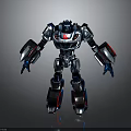 Mechanical Robot Character With Blue Silver Red Armor And Detailed Mechanical Arms Legs