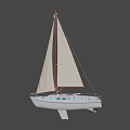White Sailboat Featuring Red Mast White Sails Deck Railings And Seating