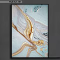 Abstract Marble Artwork With Gold Blue And White Swirl Patterns For Decor