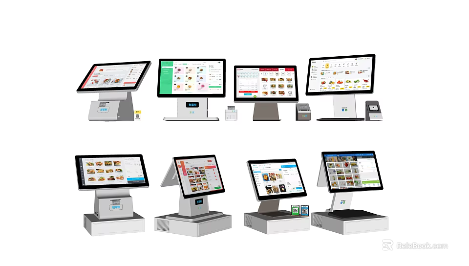 Commercial POS Equipment With Touchscreen Displays For Retail And Restaurant Use 3d model 