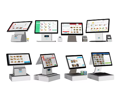 Commercial POS Equipment With Touchscreen Displays For Retail And Restaurant Use 3d model