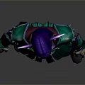 Elf Woman with Purple Hair Pointed Ears Wearing Green Armor and Blue Pants