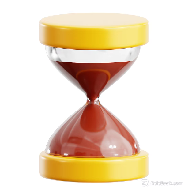 Yellow Base Hourglass With Transparent Glass And Red Sand As Household Item 3d model 