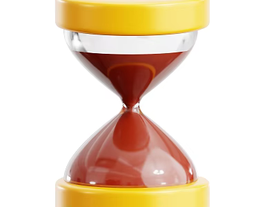 Yellow Base Hourglass With Transparent Glass And Red Sand As Household Item 3d model