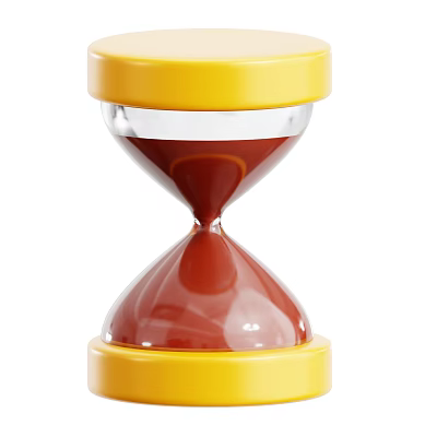Yellow Base Hourglass With Transparent Glass And Red Sand As Household Item 3d model