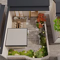 Japanese Garden Landscape With Stone Path Red Maple Tree Green Plants and Wooden Elements