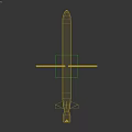 Military Missile 3D Model With Cylindrical Body Blue Stripes And Tail Fins Design
