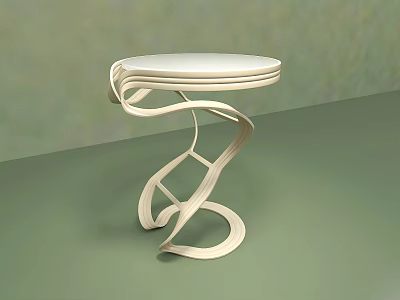 Modern Coffee Table With Spiral Design Base And White Round Top Surface 3d model