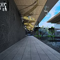 Modern Garden Ornaments With Stone Pathway Water Feature Wooden Ceiling And Green Plants Design