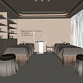 Modern SPA Sauna Room With Massage Tables Beauty Care Supplies Relaxation And Green Plant