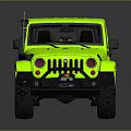 Neon Green Jeep Off Road Vehicle With Bold Grille And Black Wheels Design