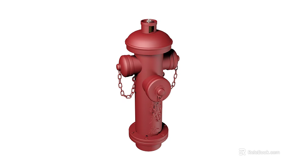 Red Fire Hydrant Essential Fire Safety Equipment With Metal Chain Details 3d model 