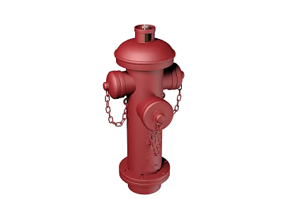 Red Fire Hydrant Essential Fire Safety Equipment With Metal Chain Details 3d model