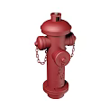Red Fire Hydrant Essential Fire Safety Equipment With Metal Chain Details 3d model