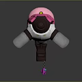 Cute Pink And White Robot Toy With Transparent Arms Yellow Eyes And Pink Head