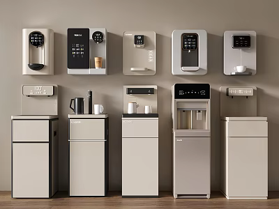 Various Styles Of Wall Mounted And Standing Water Dispensers As Daily Use Appliances 3d model