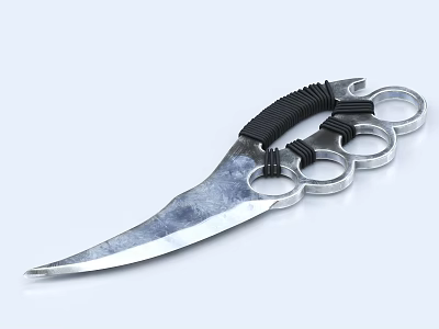 Tactical Close Combat Weapon Featuring Metal Blade Black Wrapped Handle And Steel Knuckle Rings 3d model