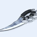 Tactical Close Combat Weapon Featuring Metal Blade Black Wrapped Handle And Steel Knuckle Rings
