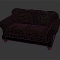 Dark Leather Two Seater Sofa With Vintage Armrests And Wooden Base