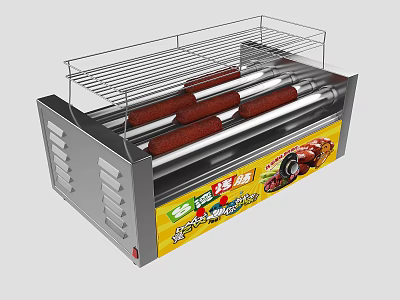 Electric Kitchen Appliance Hot Dog Machine With Heating Rollers And Advertising Panel 3d model