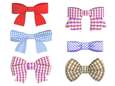 Colorful Bow Ties With Various Patterns Including Plaid Stripes And Polka Dots 3d model