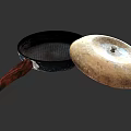 Traditional Cooking Pot With Perforated Body Wooden Handle and Fitted Lid