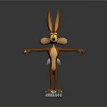 Playful Game Movie Cartoon Character With Long Ears Brown Fur And Roller Skates