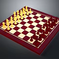 Classic Chessboard With Red And White Squares Red Border And Yellow And Red Pieces