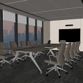 Modern Meeting Room Office Chair Conference Table 3d model