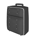 Black Suitcase With Black Handle Multiple Compartments White Trim And Rolling Wheels