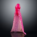Elegant Pink Long Dress With Patterned Cape And Flowing Feminine Silhouette Design