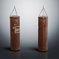 Durable Brown Leather Boxing Bags For Training Hanging With Chains 3d model
