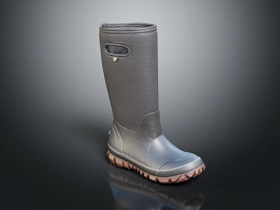 Tall Waterproof Rubber Rain Boots With Non Slip Sole And Side Detail 3d model Tall Waterproof Rubber Rain Boots With Non Slip Sole And Side Detail 3d model