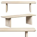 Simple Wooden Bench Designs Displayed In Multiple Angles With Natural Finish 3d model
