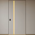 Modern Security Door Light Gray with Yellow Vertical Stripe and Electronic Lock for Home Safety