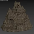 Rocky Mountain Formation With Cave Entrance And Natural Stone Texture