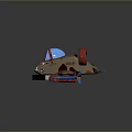 Camouflage Toy Airplane With Shark Mouth Design Red Engines And Blue Cockpit