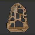 Abstract Terracotta Sculpture Carving With Intricate Hollowed Out Cutouts On Black Background
