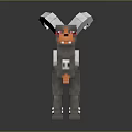 Pixelated Dog Like Creature Game Character With White Horns Orange Nose And Gray Body