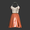 White Top Orange Skirt Bow Detail A Line Dresses For Women Summer Style