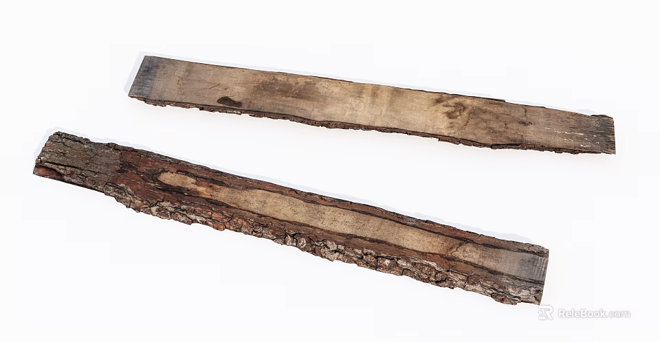 Organic Stone Wood Slabs Featuring Natural Bark and Textured Surfaces 3d model 