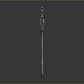 Ornate Decorative Sword With Green Gemstone Inlays And Wing Shaped Hilt Design